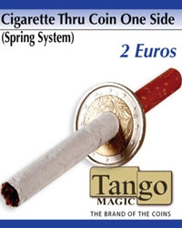 Cigarette through coin 2 euros one side by Tango