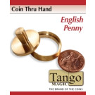 Coin thru hand English penny through hand by Tango Magic
