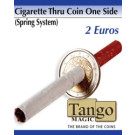 Cigarette through coin 2 euros one side by Tango
