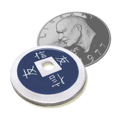 Cascarilla Expandida Moneda China Aluminio (Tamaño Dólar Eisenhower, Azul)