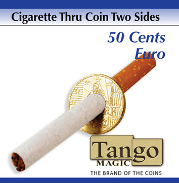 Moneda Atravesada por un Cigarrillo 50 Cents. Euro (dos lados) por Tango Magic