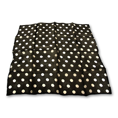 Pañuelo de Seda Negro con Lunares Blancos (45 cm. – 18”) por Uday Magic