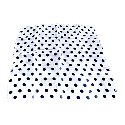Pañuelo de Seda Blanco con Lunares Negros (45 cm. – 18'') por Uday Magic