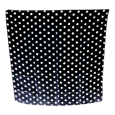 Pañuelo de Seda Negro con Lunares Blancos (60 cm. – 24”) por Uday Magic