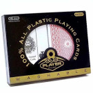 Barajas Old Player Tamaño Bridge 100% Plástico Índice Jumbo (1 Azul y 1 Rojo)