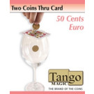 Dos monedas a través de la carta 50 Cents. Euro de Tango Magic